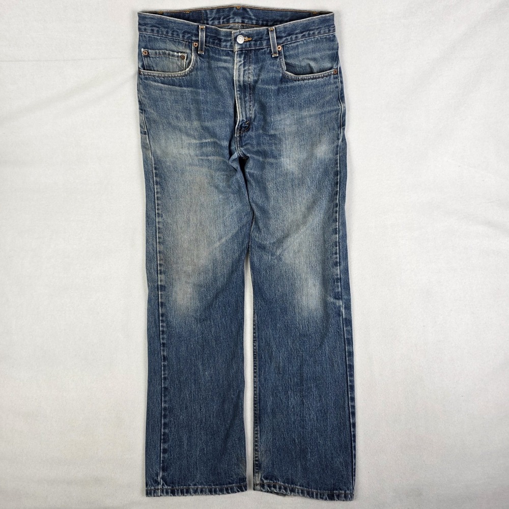 Vtg Y2k Levis 505 Jeans Mens 34x30 Blue Fade Skater Grunge Distressed Whisker